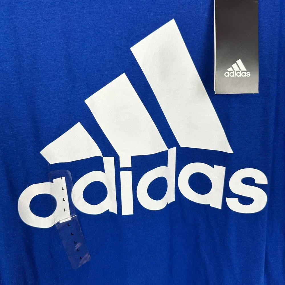 NWT Adidas Amplifier Tee Mens Large Blue BOS Logo T-Shirt ED9610 Sportswear